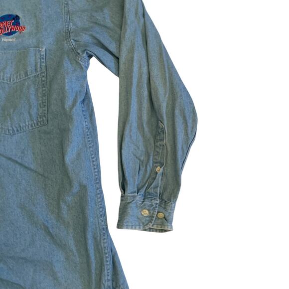Planet Hollywood Prague Men's Size L Button Down Denim Jean VTG 1991 Shirt - Picture 15 of 16
